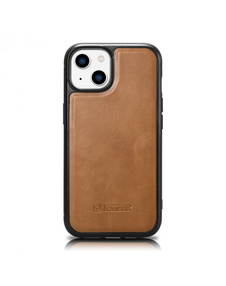 iCarer Leather Oil Wax Genuine Leather Case for iPhone 14 (MagSafe Compatible) Brown (WMI14220717-TN)
