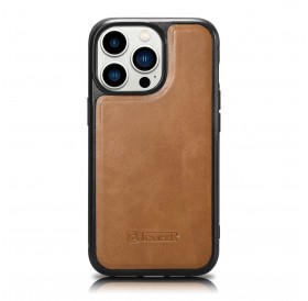 iCarer Leather Oil Wax Genuine Leather Case for iPhone 14 Pro (MagSafe Compatible) Brown (WMI14220718-TN)