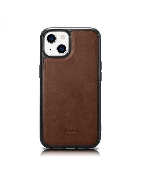 iCarer Leather Oil Wax Genuine Leather Case for iPhone 14 Plus (MagSafe Compatible) Brown (WMI14220719-BN)
