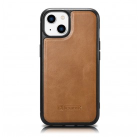 iCarer Leather Oil Wax Genuine Leather Case for iPhone 14 Plus (MagSafe Compatible) Brown (WMI14220719-TN)
