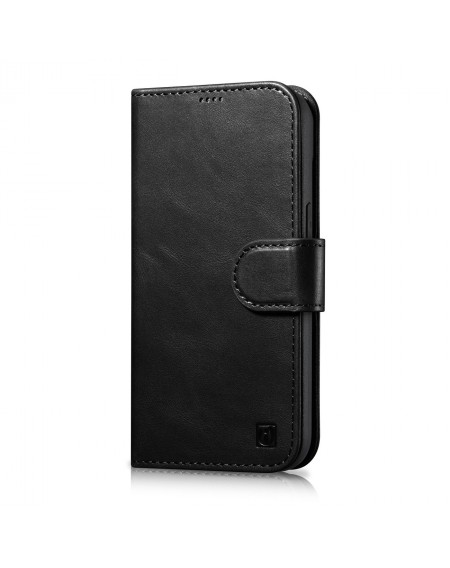 iCarer Oil Wax Wallet Case 2in1 Case iPhone 14 Leather Flip Cover Anti-RFID black (WMI14220721-BK)