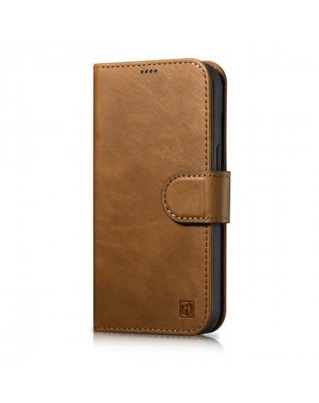 iCarer Oil Wax Wallet Case 2in1 Case iPhone 14 Leather Flip Cover Anti-RFID brown (WMI14220721-TN)