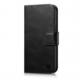 iCarer Oil Wax Wallet Case 2in1 Cover iPhone 14 Pro Leather Flip Cover Anti-RFID black (WMI14220722-BK)