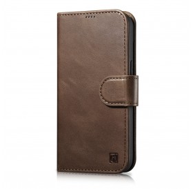 iCarer Oil Wax Wallet Case 2in1 Cover iPhone 14 Pro Anti-RFID Leather Flip Case Brown (WMI14220722-BN)