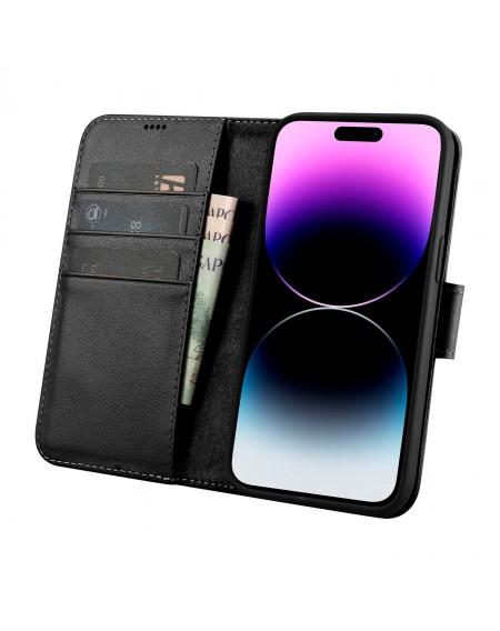 iCarer Wallet Case 2in1 Cover iPhone 14 Pro Leather Flip Cover Anti-RFID black (WMI14220726-BK)