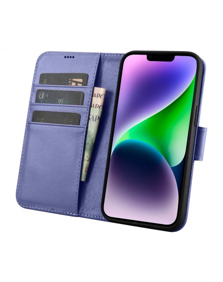 iCarer Wallet Case 2in1 Cover iPhone 14 Plus Anti-RFID Leather Flip Case Light Purple (WMI14220727-LP)