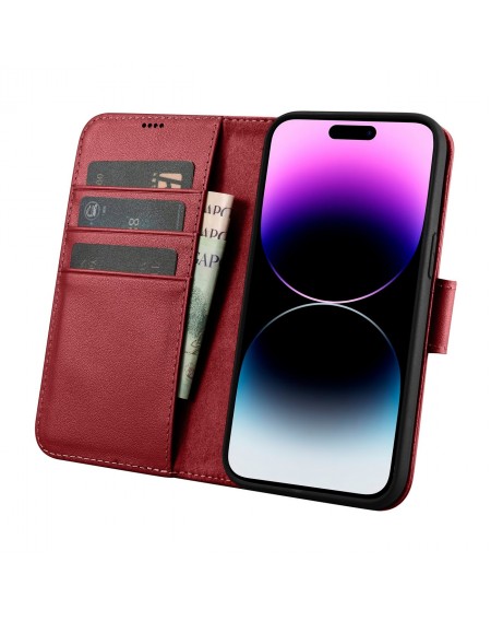 iCarer Wallet Case 2in1 Cover iPhone 14 Pro Max Leather Flip Cover Anti-RFID Red (WMI14220728-RD)