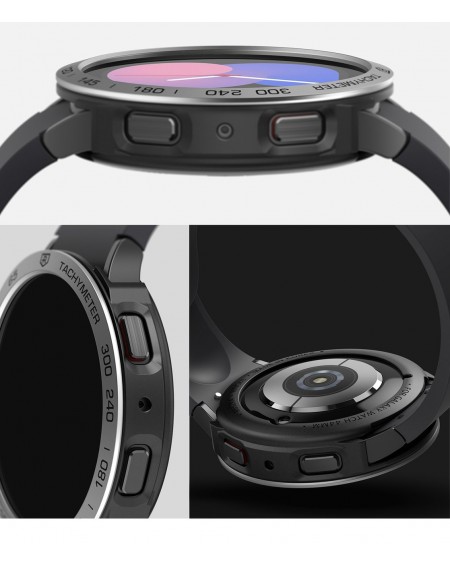 Ringke Air Sports + Bezel 2in1 Case with Steel Frame for Samsung Galaxy Watch 5 40mm Case Cover Black / Silver (GW4-40-10_AS02)