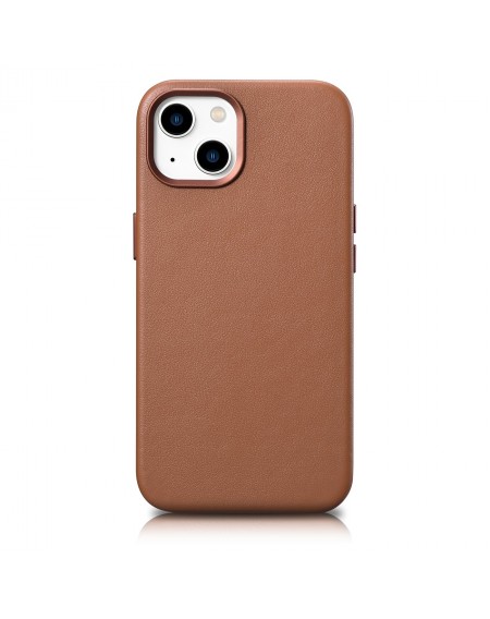 iCarer Case Leather Case Cover for iPhone 14 Plus Brown (MagSafe Compatible)