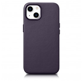 iCarer Case Leather Cover Case for iPhone 14 Plus Dark Purple (MagSafe Compatible)