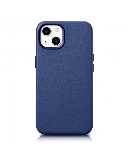 iCarer Case Leather cover for iPhone 14 Plus genuine leather case blue (compatible with MagSafe)
