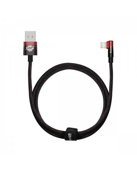 Baseus MVP 2 Elbow-shaped Fast Charging Data Cable USB to iP 2.4A 1m Black+Red