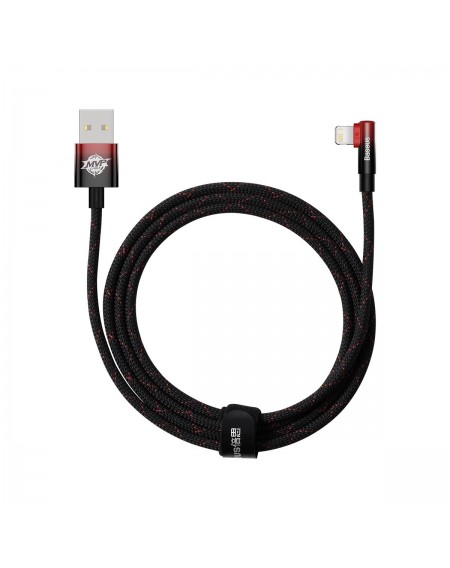 Baseus MVP 2 Elbow-shaped Fast Charging Data Cable USB to iP 2.4A 2m Black+Red