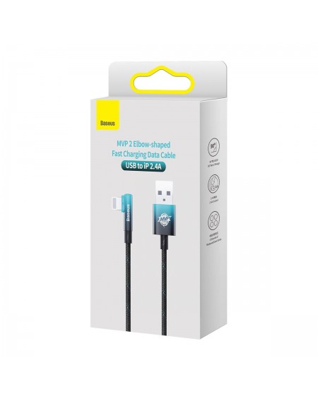 Baseus MVP 2 Elbow angled cable with side USB / Lightning 2m 2.4A blue (CAVP000121)