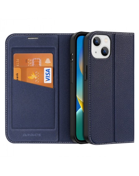 Dux Ducis Skin X2 case for iPhone 14 case with magnetic flap blue