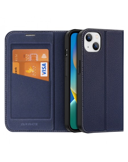 Dux Ducis Skin X2 case for iPhone 14 Plus case with magnetic flap blue