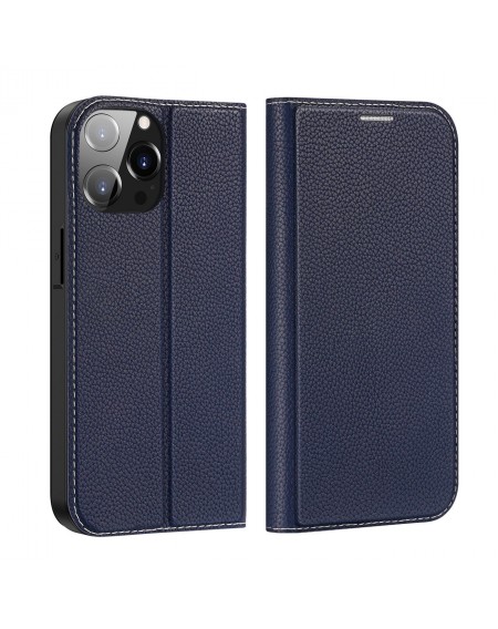 Dux Ducis Skin X2 case for iPhone 14 Pro Max case with magnetic flap blue