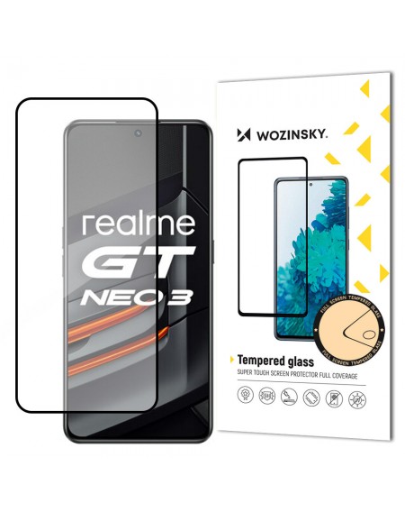 Wozinsky Super Tough Full Glue Tempered Glass Full Screen With Frame Case Friendly Realme GT Neo 3 Black