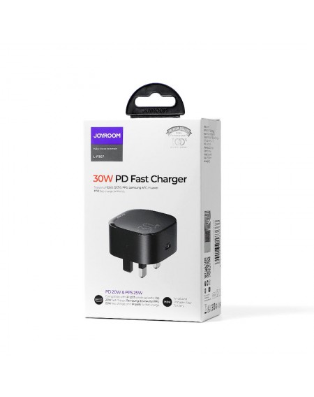 Small Fast USB Type C PD Charger 20W UK Plug Black (L-P307)