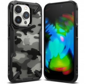 Ringke Fusion X Design case armored cover with frame for iPhone 14 Pro Black Camo Black (FX643E73)