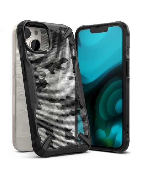 Ringke Fusion X Design case armored cover with frame for iPhone 14 Black Camo Black (FX635E73)
