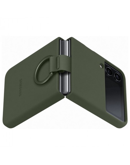 Samsung Ring Silicone Cover Case Cover for Samsung Galaxy Z Flip4 Hang Tag Case khaki (EF-PF721TGEGWW)