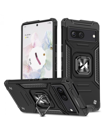 Wozinsky Ring Armor case for Google Pixel 7 armored cover magnetic holder ring black