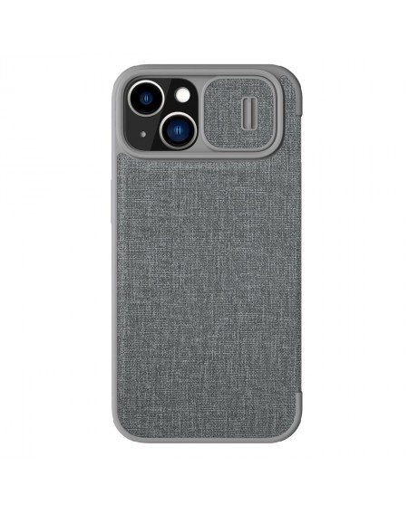 Nillkin Qin Cloth Pro Case Case For iPhone 14 Camera Protector Holster Cover Flip Case Gray