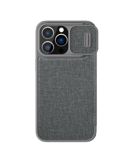 Nillkin Qin Cloth Pro Case Case For iPhone 14 Pro Camera Protector Holster Cover Flip Case Gray