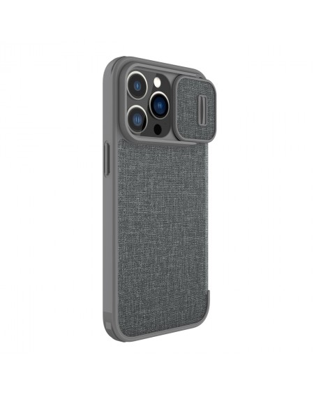 Nillkin Qin Cloth Pro Case Case For iPhone 14 Pro Max Camera Protector Holster Cover Flip Case Gray