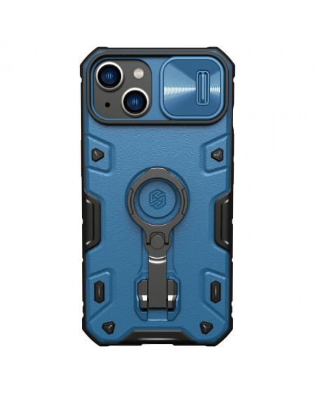 Nillkin CamShield Armor Pro Case iPhone 14 Armor Case with Camera Cover Ring Stand Blue