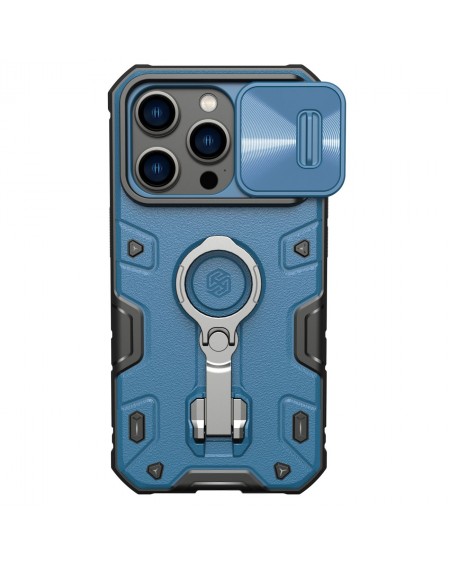 Nillkin CamShield Armor Pro Case Cover iPhone 14 Pro Armor Cover with Camera Cover Ring Stand Blue
