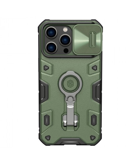 Nillkin CamShield Armor Pro Case Cover iPhone 14 Pro Max Armor Cover with Camera Cover Ring Stand Dark Green