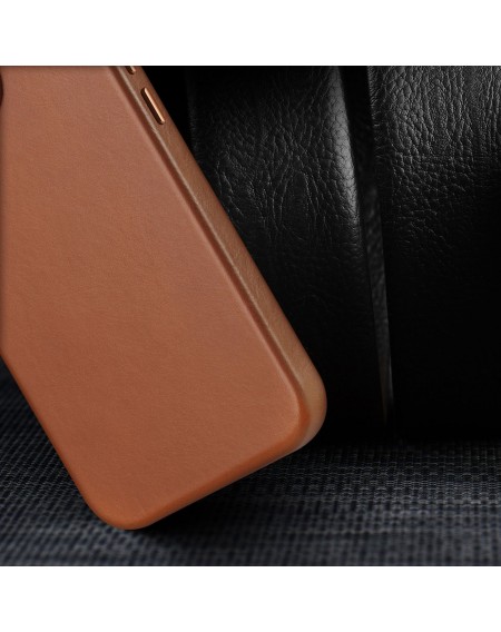 Dux Ducis Naples case for iPhone 14 magnetic leather case MagSafe brown