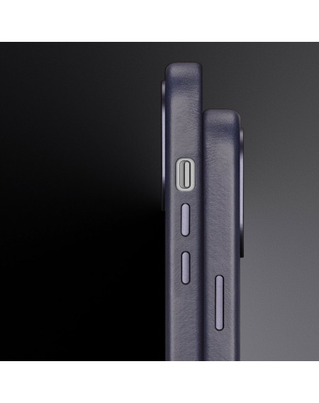 Dux Ducis Naples case for iPhone 14 magnetic leather case MagSafe blue