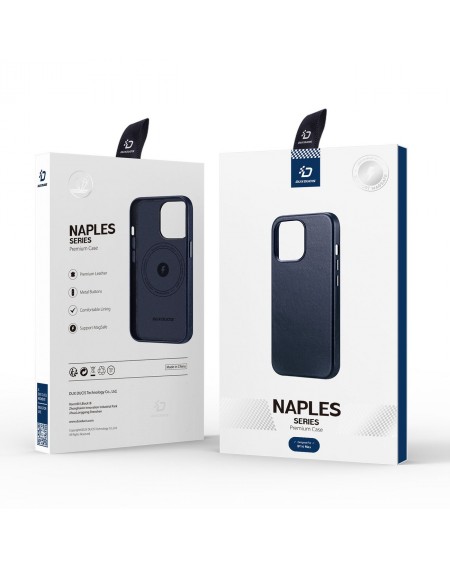 Dux Ducis Naples case for iPhone 14 Plus magnetic leather case MagSafe blue