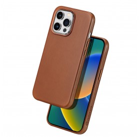 Dux Ducis Naples case for iPhone 14 Pro magnetic leather case MagSafe brown