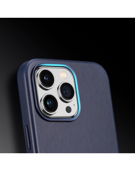 Dux Ducis Naples case for iPhone 14 Pro magnetic leather case MagSafe blue