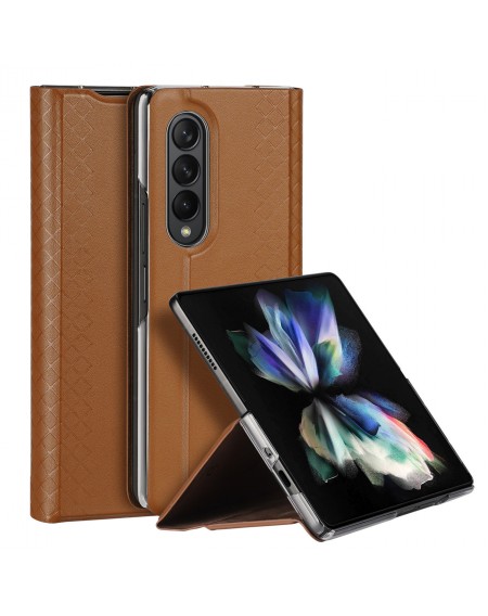 Dux Ducis Bril case for Samsung Galaxy Z Fold 3 flip cover card wallet stand brown