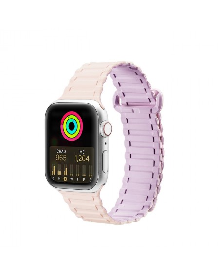 Dux Ducis Strap (Armor Version) Strap for Apple Watch SE, 8, 7, 6, 5, 4, 3, 2, 1 (41, 40, 38 mm) Magnetic Silicone Band Bracelet Pink Purple