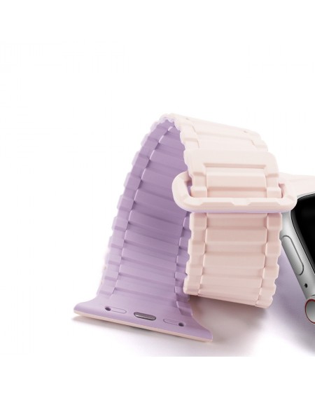 Dux Ducis Strap (Armor Version) Strap for Apple Watch SE, 8, 7, 6, 5, 4, 3, 2, 1 (41, 40, 38 mm) Magnetic Silicone Band Bracelet Pink Purple