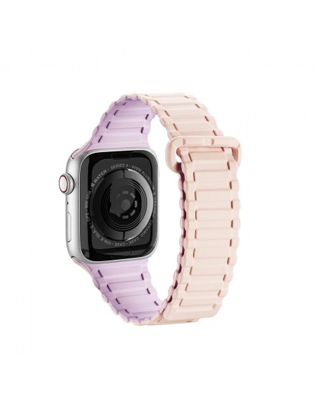 Dux Ducis Strap (Armor Version) Strap for Apple Watch Ultra, SE, 8, 7, 6, 5, 4, 3, 2, 1 (49, 45, 44, 42 mm) Silicone Magnetic Band Bracelet Pink Purple