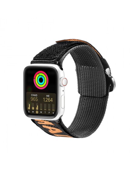Dux Ducis Strap (Outdoor Version) strap for Apple Watch Ultra, SE, 8, 7, 6, 5, 4, 3, 2, 1 (49, 45, 44, 42 mm) nylon band bracelet black and orange