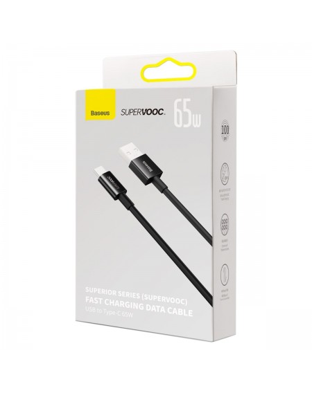 Baseus Superior Series SUPERVOOC USB-A to USB-C cable 65W 1m black