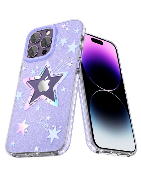 Kingxbar Heart Star Series case for iPhone 14 Pro purple star case