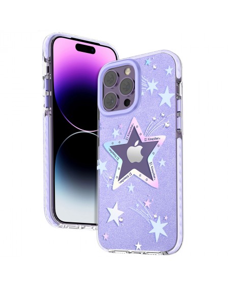 Kingxbar Heart Star Series case for iPhone 14 Plus purple star case