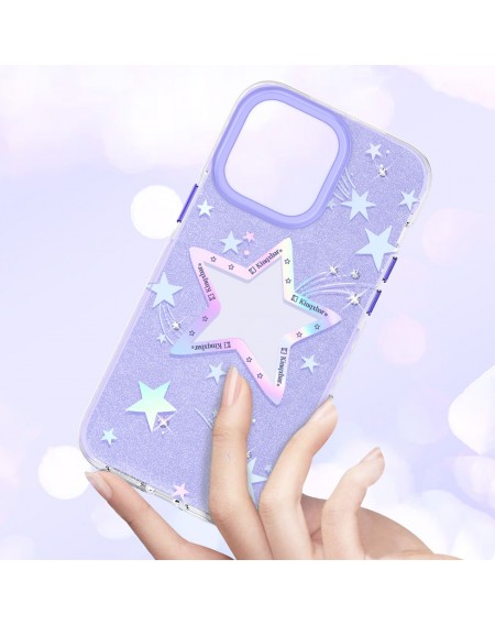 Kingxbar Heart Star Series case for iPhone 14 Plus purple star case