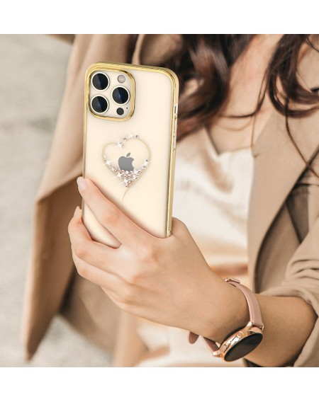 Kingxbar Wish Series case for iPhone 14 Plus decorated with golden crystals