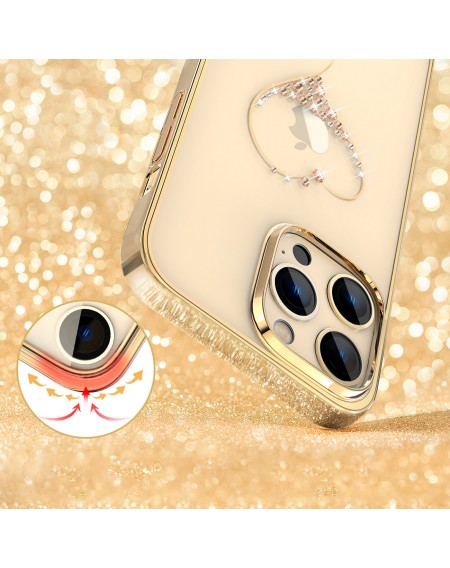 Kingxbar Wish Series case for iPhone 14 Pro Max decorated with golden crystals
