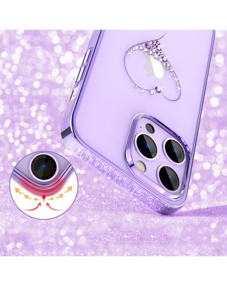 Kingxbar Wish Series case for iPhone 14 Pro Max decorated with purple crystals